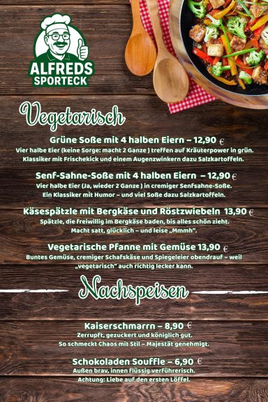 Speisekarte Vegetrisch
